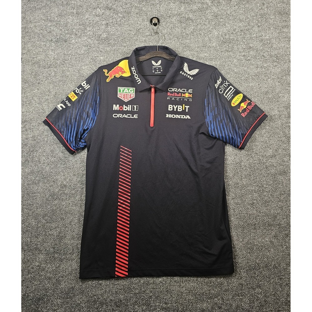 Authentic Red Bull Racing F1 Team Polo Navy Men's Size Large Honda Bybit